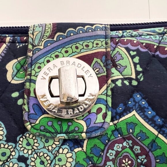 Vera Bradley Retired Rhythm and Blues Turn Lock Style Clutch Wallet Quilted - Picture 2 of 6